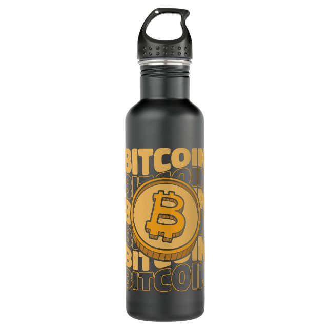 Bitcoin Text Blockchains Crypto Cryptocurrency Bit 710 Ml Water Bottle (Front)