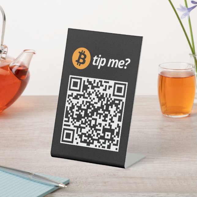 Bitcoin Tip Me? Pedestal Sign (In SItu)
