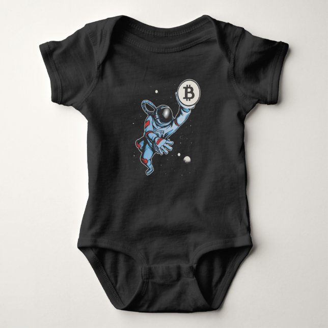 Bitcoin to the moon Astronaut Baby Bodysuit (Front)