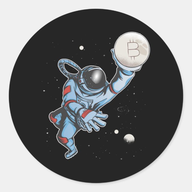 Bitcoin to the moon Astronaut Classic Round Sticker (Front)