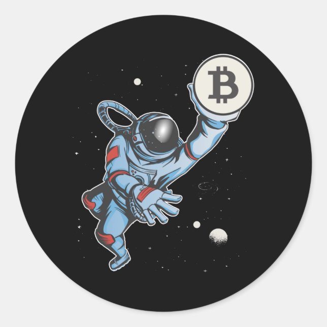 Bitcoin to the moon Astronaut Classic Round Sticker (Front)