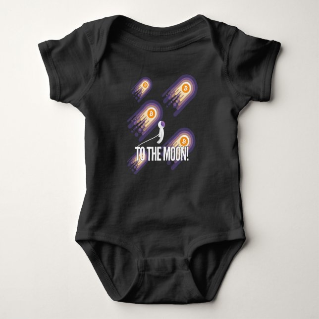 Bitcoin To The Moon Astronaut Cryptocurrency Baby Bodysuit (Front)