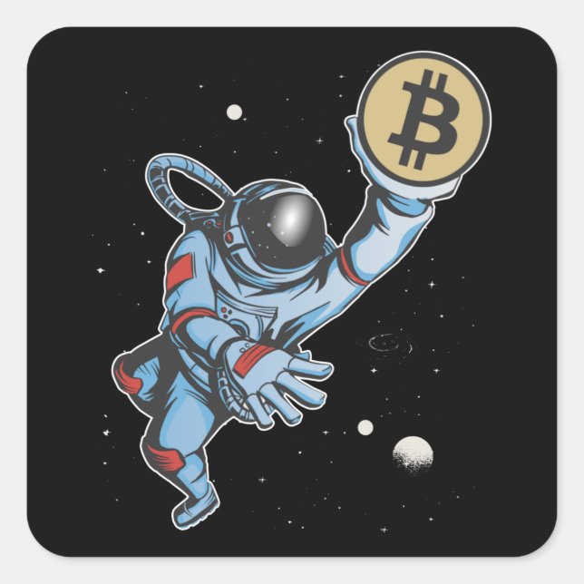 Bitcoin to the moon Astronaut Square Sticker (Front)