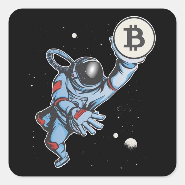 Bitcoin to the moon Astronaut Square Sticker (Front)