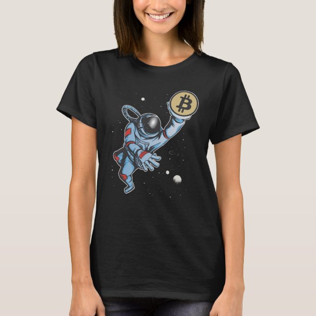 Bitcoin to the moon Astronaut T-Shirt (Front)