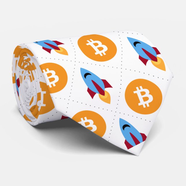 Bitcoin to the moon rocket crypto stockings tie (Rolled)
