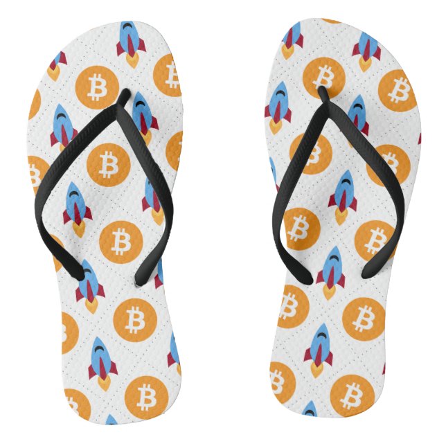 Bitcoin To The Moon rocket Pattern Thongs (Footbed)