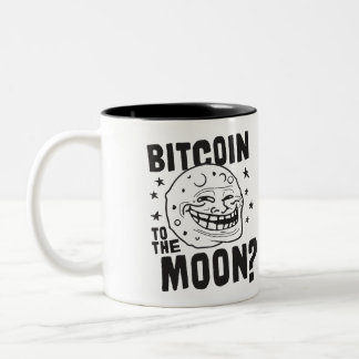 Bitcoin To The Moon Troll Two-Tone Coffee Mug