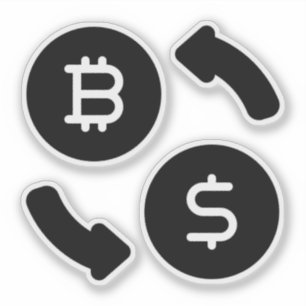 Bitcoin to US Dollars Icons Black and White