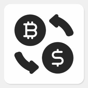 Bitcoin to US Dollars Icons Square Sticker