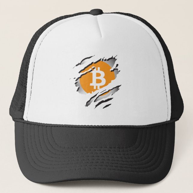 Bitcoin Torn Logo Reveal Image - Trucker Hat (Front)