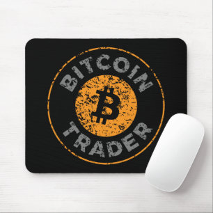 Bitcoin Trader Grunge Text Circle Outl. Black Grey Mouse Pad