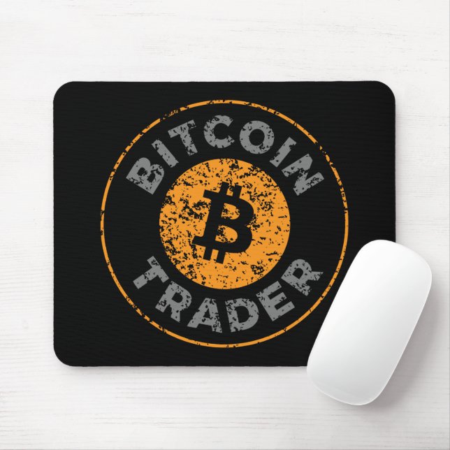 Bitcoin Trader Grunge Text Circle Outl. Black Grey Mouse Pad (With Mouse)