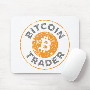 Bitcoin Trader Grunge Text Circle Outl. White Grey Mouse Pad