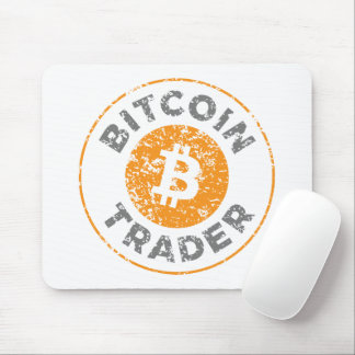 Bitcoin Trader Grunge Text Circle Outl. White Grey Mouse Pad
