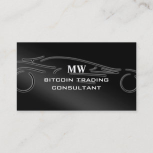 Bitcoin Trading Consultant, silver sports car logo Business Card