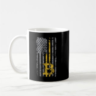 Bitcoin USA Flag Distressed Digital Currency Lover Coffee Mug