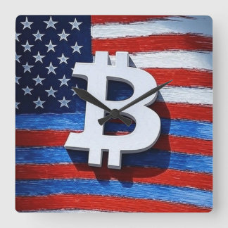 Bitcoin USA Square Wall Clock