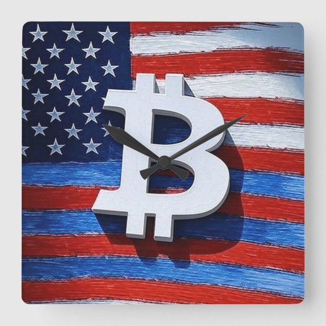 Bitcoin USA Square Wall Clock (Front)
