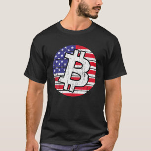 Bitcoin Vintage USA Flag Cryptocurrency Patriotic T-Shirt