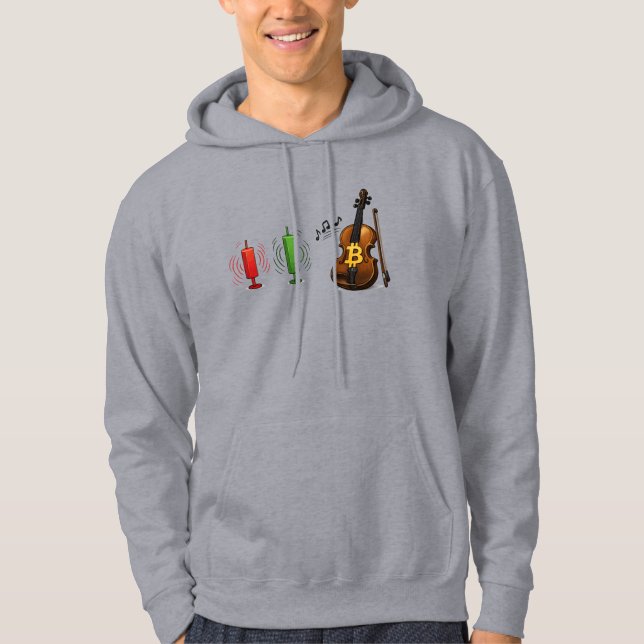 Bitcoin Violin Candlestick Chart Crypto Trader Hoodie (Front)