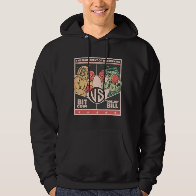 Bitcoin vs Dollar Bill Funny BTC Crypto Hoodie (Front)