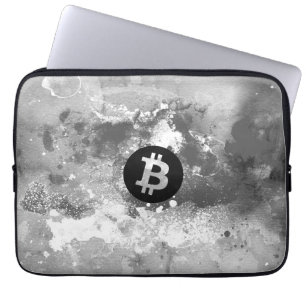 Bitcoin Watercolor (Black & White) Laptop Sleeve