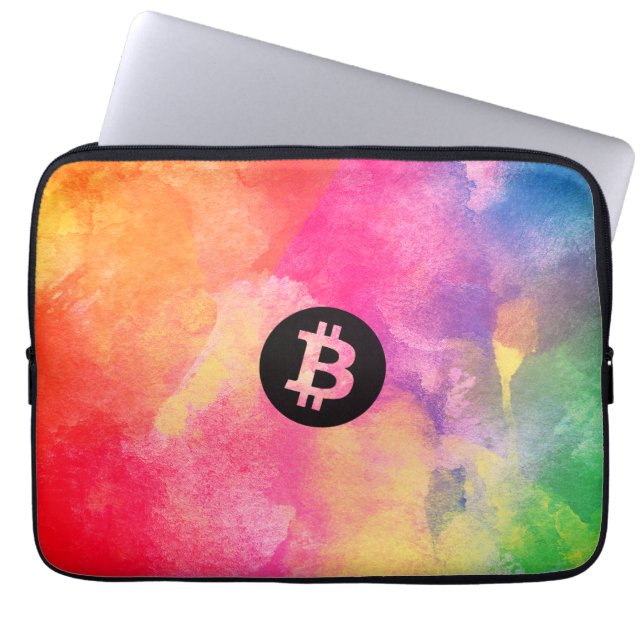 Bitcoin Watercolor Laptop Sleeve (Front)