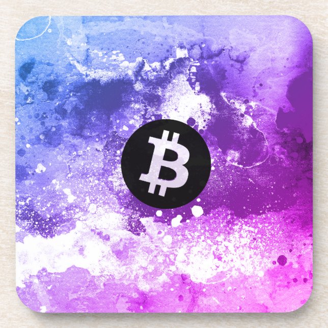 Bitcoin Watercolor (Miami) Coaster (Front)