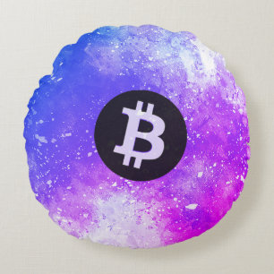 Bitcoin Watercolor (Style 2 - Miami) Round Cushion