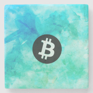Bitcoin Watercolor (Style 3 - Beach Life) Stone Coaster