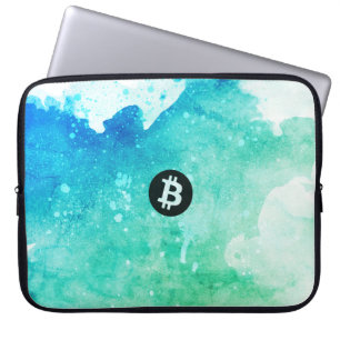 Bitcoin Watercolor (Style 5 - Wave Rider) Laptop Sleeve