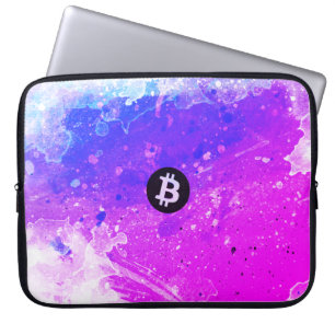 Bitcoin Watercolor (Style 6 - Miami Beach) Laptop Sleeve