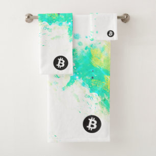 Bitcoin Watercolor (Style 7 - Stack Sats) Bath Towel Set