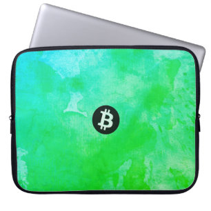 Bitcoin Watercolor (Style $ - Green Day) Laptop Sleeve