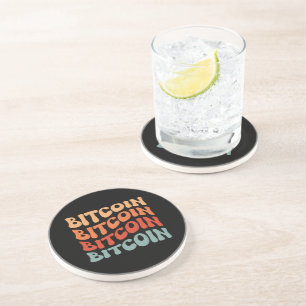 Bitcoin Wavy Text Stylish Crypto Typography Design Coaster