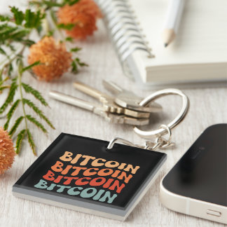 Bitcoin Wavy Text Stylish Crypto Typography Design Key Ring