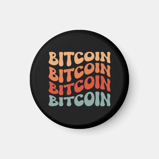 Bitcoin Wavy Text Stylish Crypto Typography Design Magnet (Front)