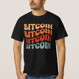 Bitcoin Wavy Text Stylish Crypto Typography Design T-Shirt