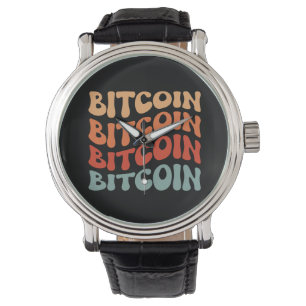 Bitcoin Wavy Text Stylish Crypto Typography Design Watch
