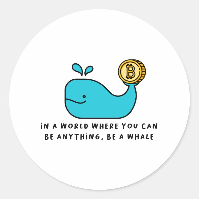 Bitcoin Whale Crypto Investor & BTC Trading Design Classic Round Sticker (Front)