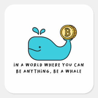 Bitcoin Whale Crypto Investor & BTC Trading Design Square Sticker