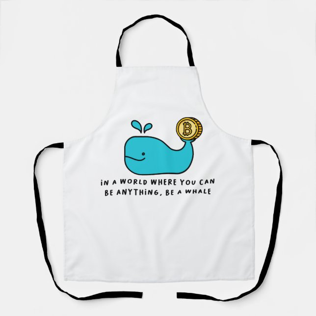 Bitcoin Whale Funny Crypto Investor Cartoon Design Apron (Front)