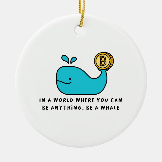 Bitcoin Whale Funny Crypto Investor Cartoon Design Ceramic Ornament (Front)