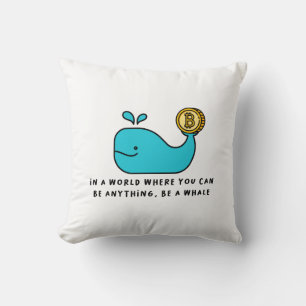Bitcoin Whale Funny Crypto Investor Cartoon Design Cushion