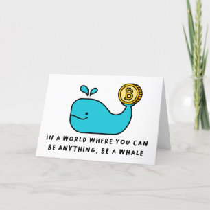 Bitcoin Whale Funny Crypto Investor Cartoon Design Thank You Card