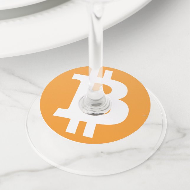 Bitcoin Wine Glass Tag (Close Up)
