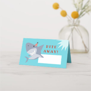 Bite Away Shark Birthday Party Food Tent Place Card