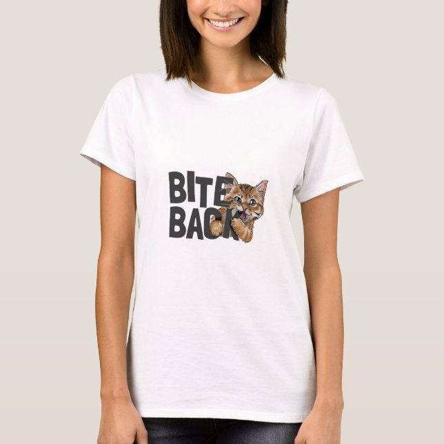 Bite Back Cute Kitten T-Shirt (Front)