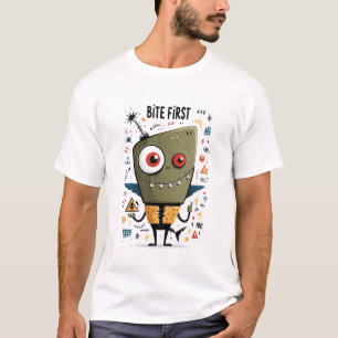 Bite First Funny Chaotic Alien Shark Gift T-Shirt